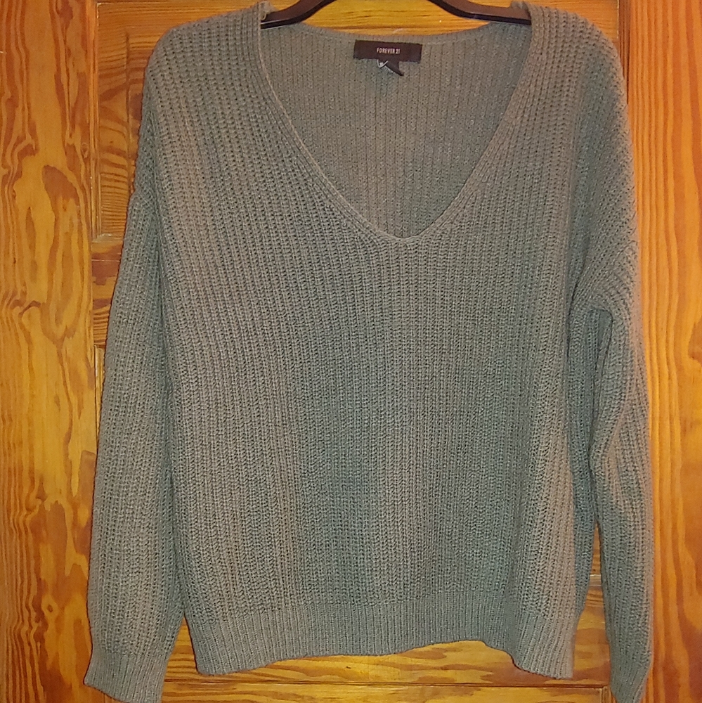 Green V-Neck Sweater